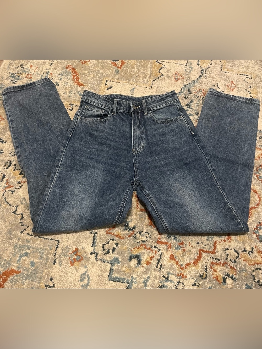 SHEIN Washed Blue Relaxed Fit Jeans